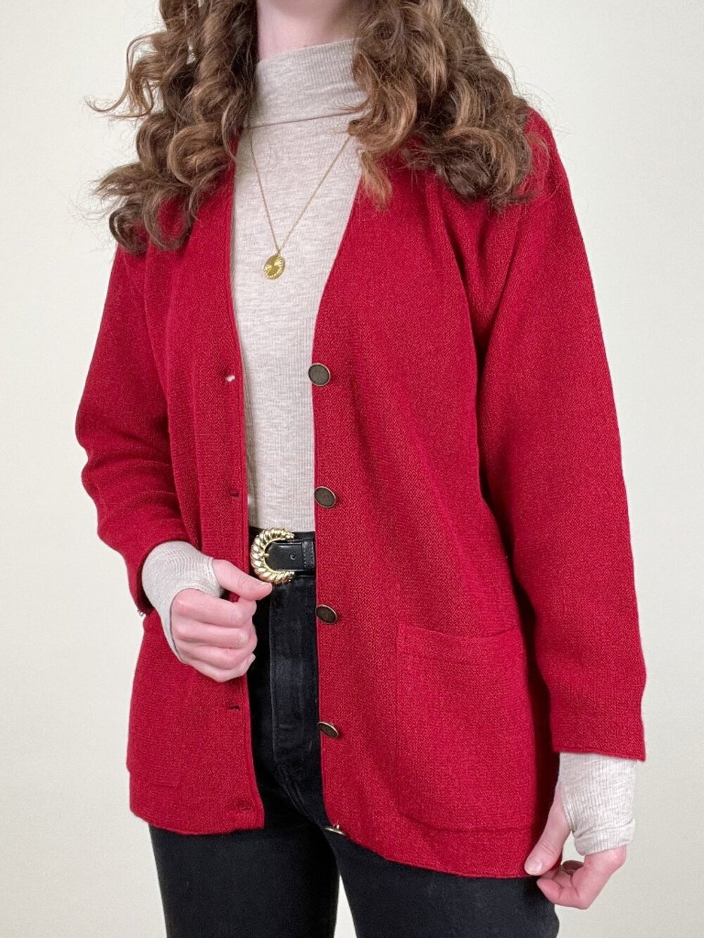 Vintage Peruvian Connection 100% Alpaca Wool Lagenlook Long Cardigan Sweater 90s